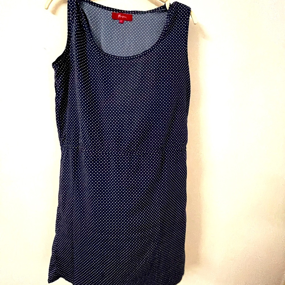 Beautiful blue and white small polka dot women summer dress size fit M to XL - Picture 2 of 3